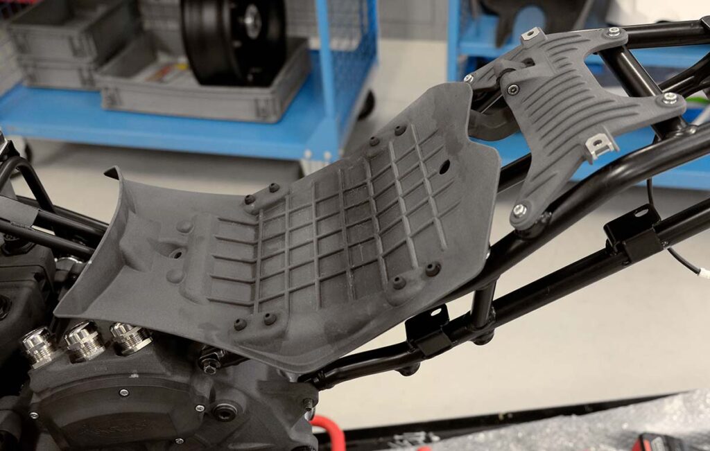 Prototipo funzionale del telaietto (o base sella) in stampa 3D e Windform® GT. Prove di montaggio