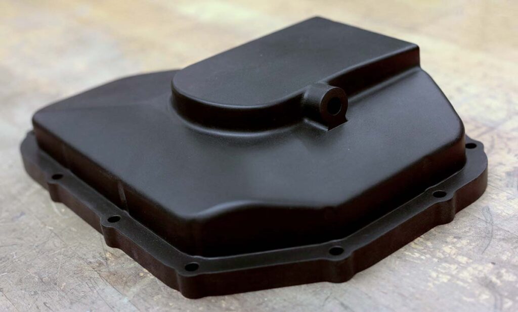 3D printed oil pan in Windform SP, University of Victoria’s Formula SAE race car 2019 version