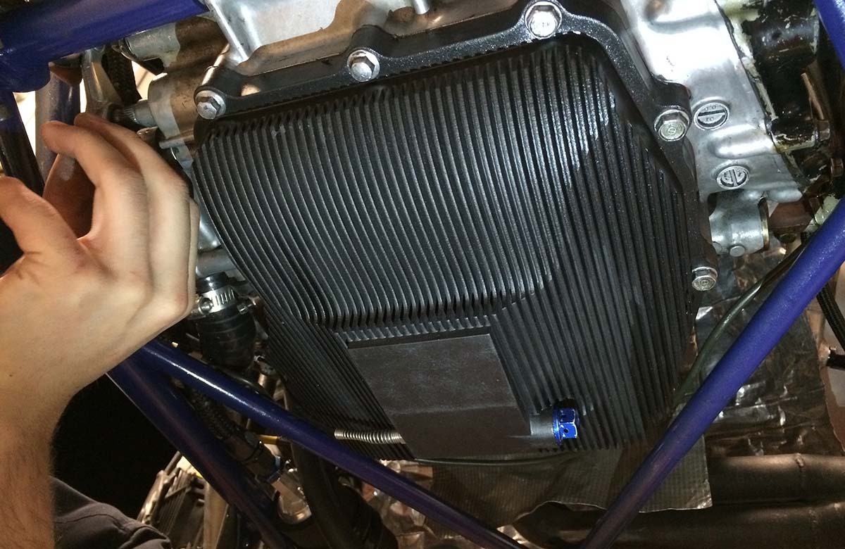 3D printed oil pan in Windform XT 2.0, setting up phase. University of Victoria’s Formula SAE race car 2016 version