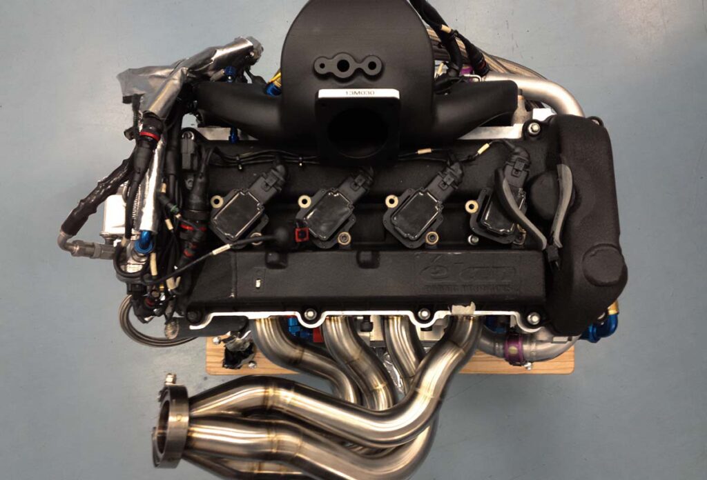 The 3D printed intake manifold in Windform SP mounted on engine