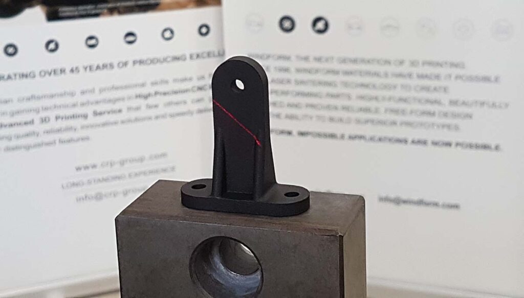 Dimensional verification of the Windform® SP T-shaped attachment bracket