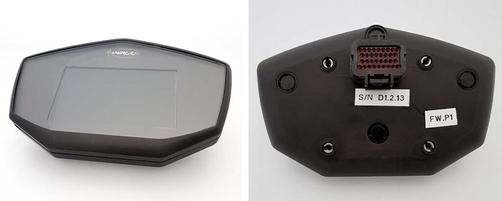 First prototype of the Windform LX 3.0 dashboard, front and back