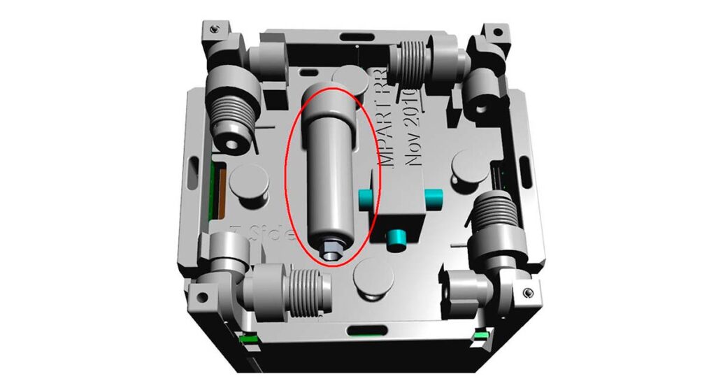 Top of BUS module showing load cell circled in red