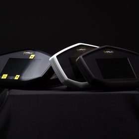 The three dashboard prototypes: from left to right - the third "hybrid" one, the second one painted, and the first one