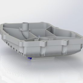 Disegno in CAD della coppa dell'olio. Auto da corsa di Formula SAE dell'Università di Victoria nella versione 2016