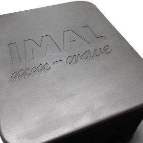 Another IMAL sensor housing box manufactured by CRP Technology using Selective Laser Sintering process an Windform® material after being CNC machined. Front shell (exterior)