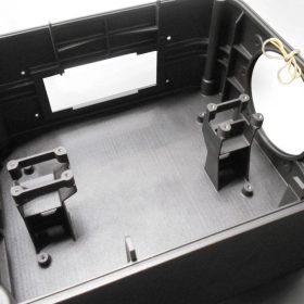 Another IMAL sensor housing box manufactured by CRP Technology using Selective Laser Sintering process an Windform® material after being CNC machined. Rear shell (interior)