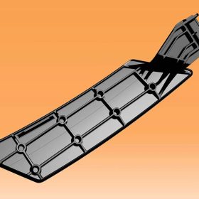 Im 3D-Druck hergestellte Schutzabdeckung der Scheinwerferwaschanlage für Lamborghini Gallardo, CAD-Screenshot