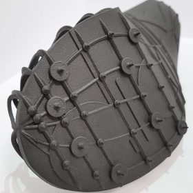 Pleko track spikes with structural part 3D printed as single unit using Windform® SP. Outsole with pins and grip optimizing parts. Courtesy CRP Technology/Miro Buroni